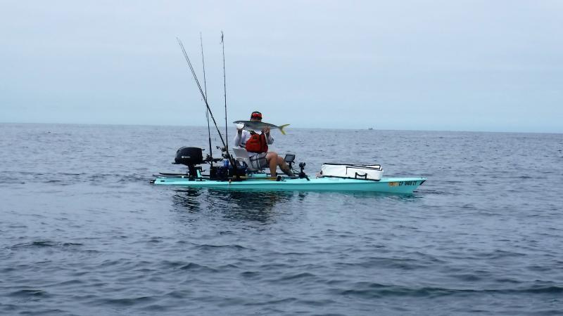 Nick with the first LJ Solo Skiff yellowtail, 7-24-2020