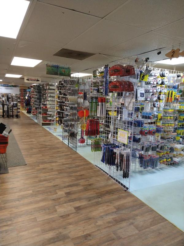 Racks and racks of fishing tackle, boating and marine supplies